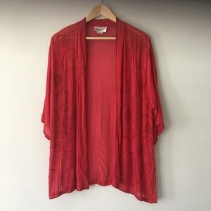 Vintage Chiffon Red Beaded Kimono